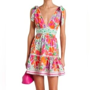 Poupette St Barth Cara Mini Dress Pink Art Flower